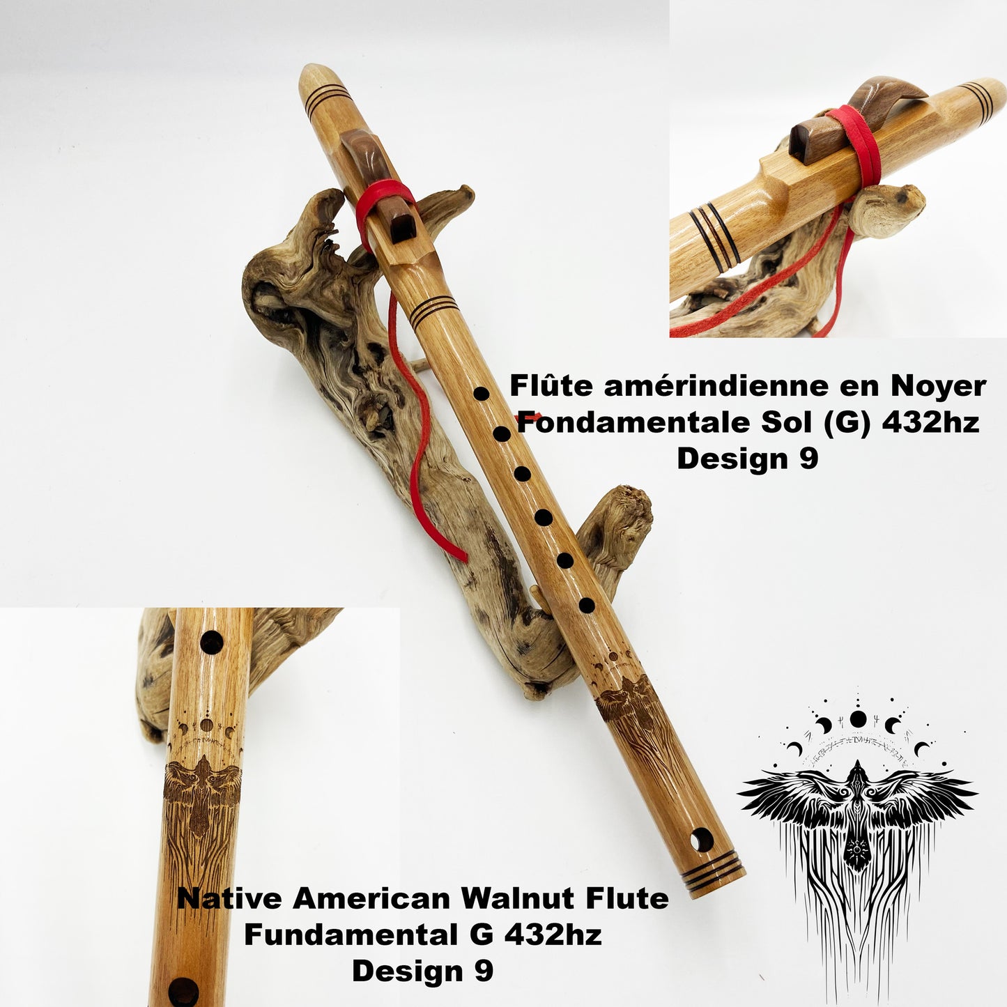 Flute personnalisée en noyer design9