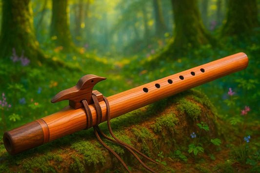 Différents types de flûtes amérindiennes : bois, bambou, cèdre et noyer