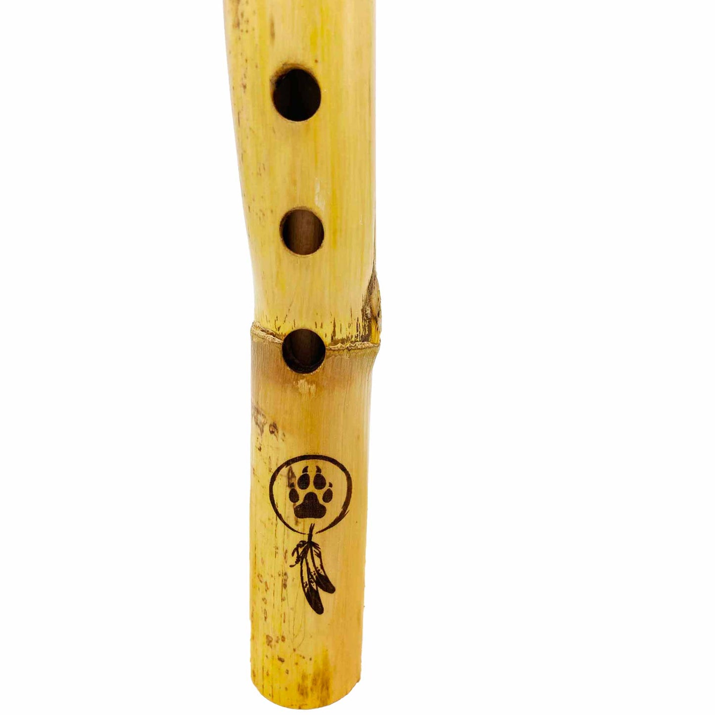 Flûte Amérindienne en Canne de Provence – La# (A#) 432Hz – Gravure Attrape-Rêve Patte