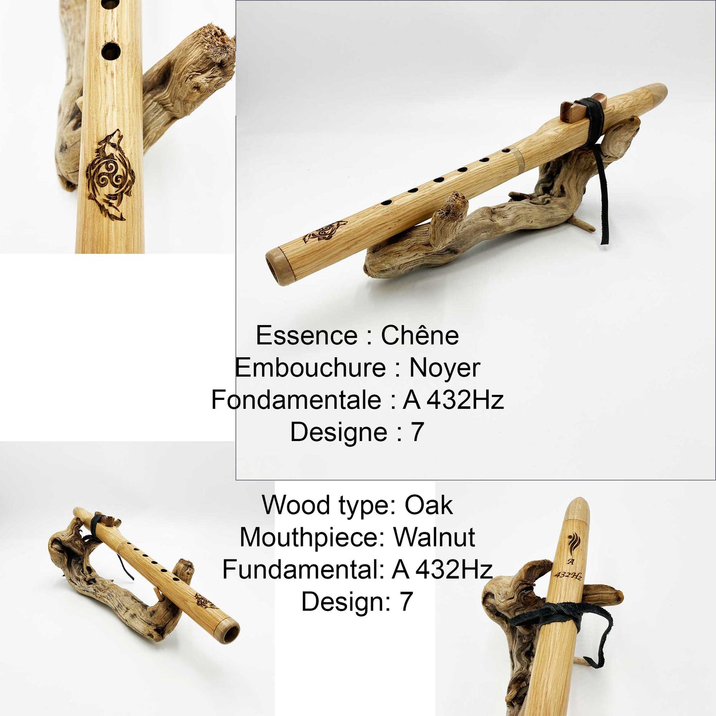 Flute personalisée en chêne et noyer