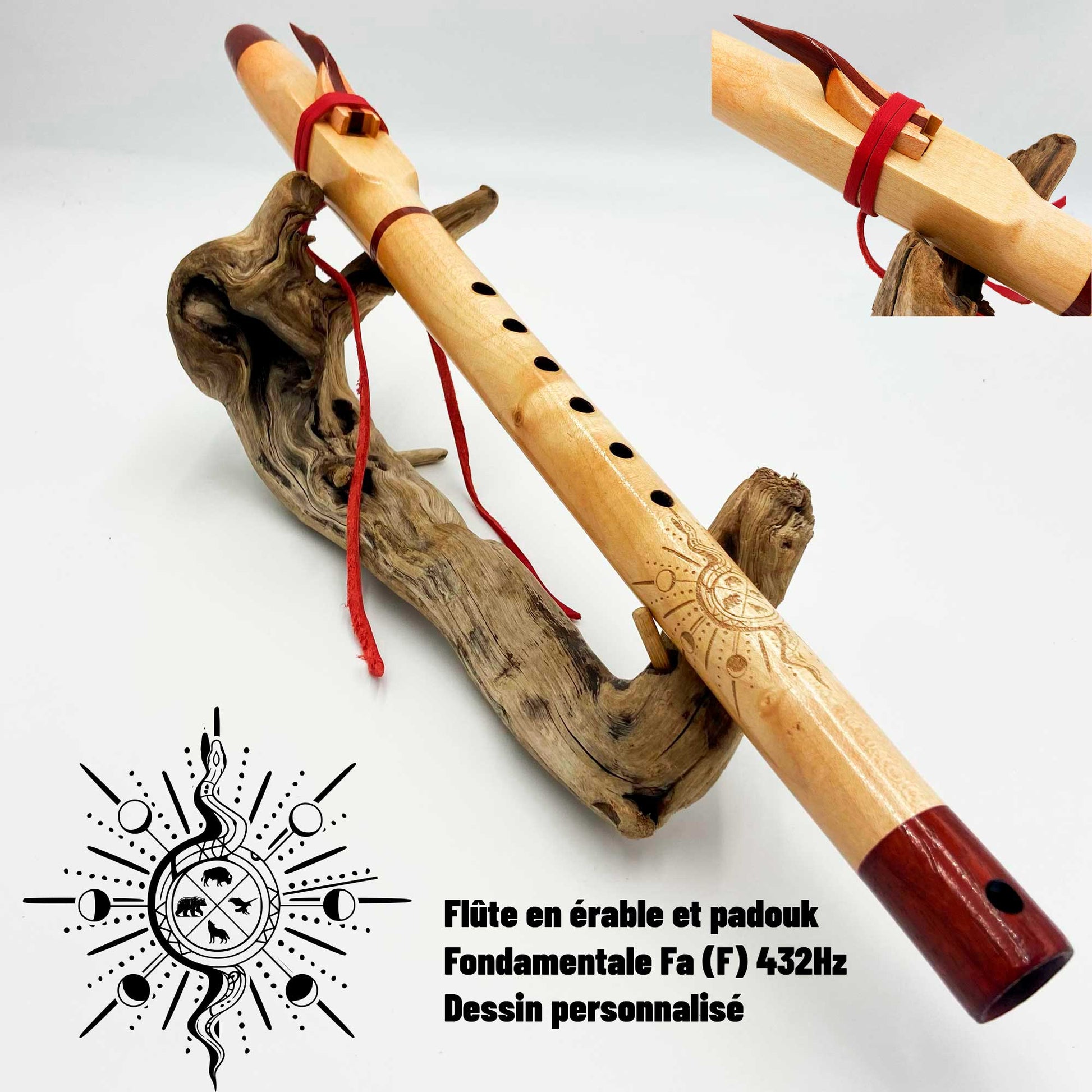 Flute personnalisée en érable padouk dessin perso